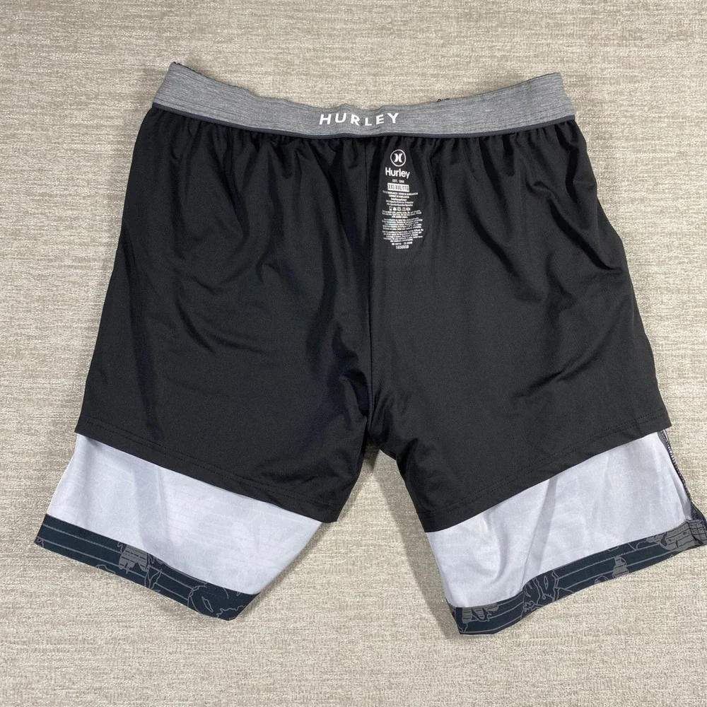 Hurley Regular Fit Swim Short Mens XXL Black Floral 4-Way Stretch UPF 50+